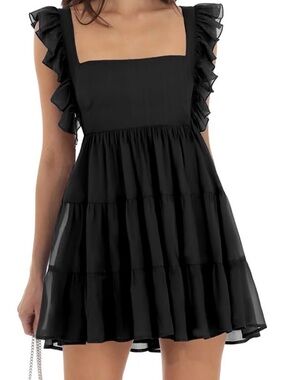 Black Ruffled Tiered Mini Dress